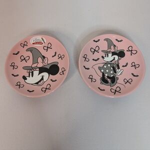 Disney Minnie Mouse Pink and Black Halloween Plates set Of 4 NWT